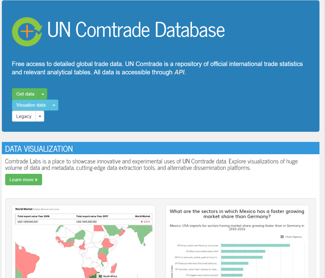 UN Contrade Databeseで品目コード別貿易統計