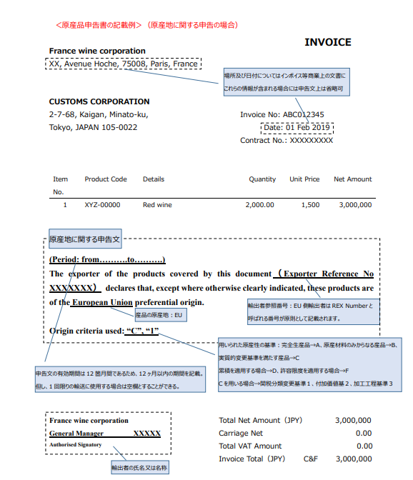 日eu Epa原産品申告書記入例 英語等全言語 関税削減 Com Hsコード分類事例の解説