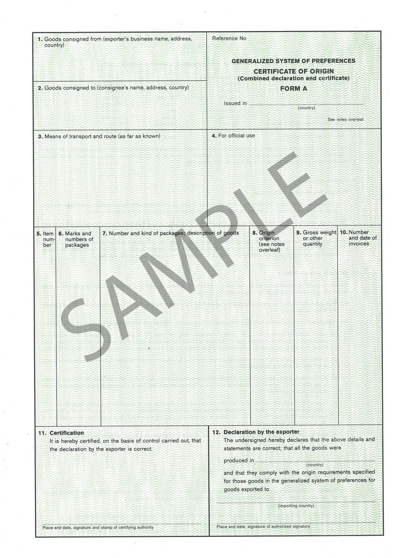 平成31年度の特恵関税適用除外予定国(2019年)form-a